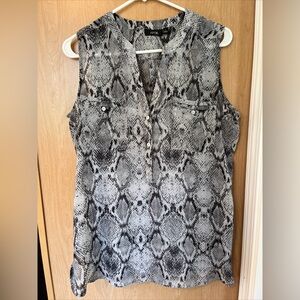 Apt. 9 Semi Sheer Sleeveless Blouse- W Built In Tank Top- Large